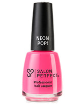 Salon Perfect Neon Pop! Nail Lacquer - Bright Pink, High-Shine Finish, Long-Lasting, Vibrant Neon Color.