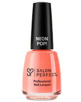 Salon Perfect Neon Pop! Nail Lacquer - Bright Coral, High-Shine Finish, Long-Lasting, Vibrant Neon Color.
