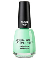 Salon Perfect Neon Pop! Nail Lacquer - Bright Mint Green, High-Shine Finish, Long-Lasting, Vibrant Neon Color.