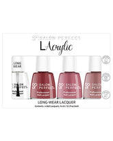 Salon Perfect LAcrylic Long-Wear Lacquer Set featuring four nail lacquers in classic shades for a durable and stylish manicure.