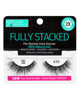 Salon Perfect Fully Stacked 630 false lashes – Pre-stacked, extra volume, 100% natural hair, reusable, and easy to apply.