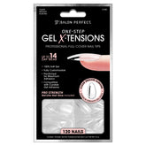 A Front View of Salon Perfect 307 Gel X-Tensions Clear Medium Almond inside of retail unit carton packaging.