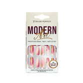 A front view of Salon Perfect Modern Art Coffin Copper Paint Artificial Nail set in packaging