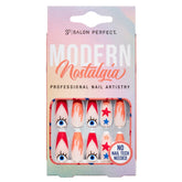 A front view of Salon Perfect Modern Nostalgia Fire Tip Artificial Nail set in packaging