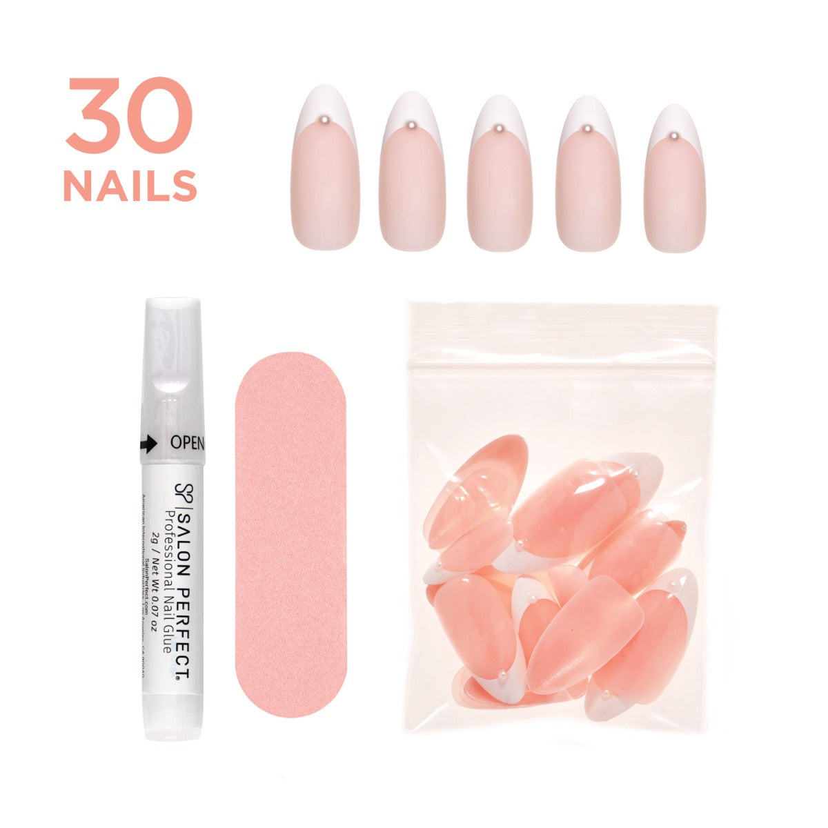 SALON PERFECT NAIL 170 PEARL WHT FRENCH SINGLE PEARLS outside of packaging 