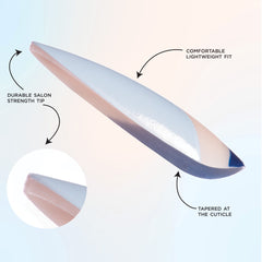 An artificial nail displayed from SALON PERFECT NAIL 192 MODERN ART BLUE ALMOND