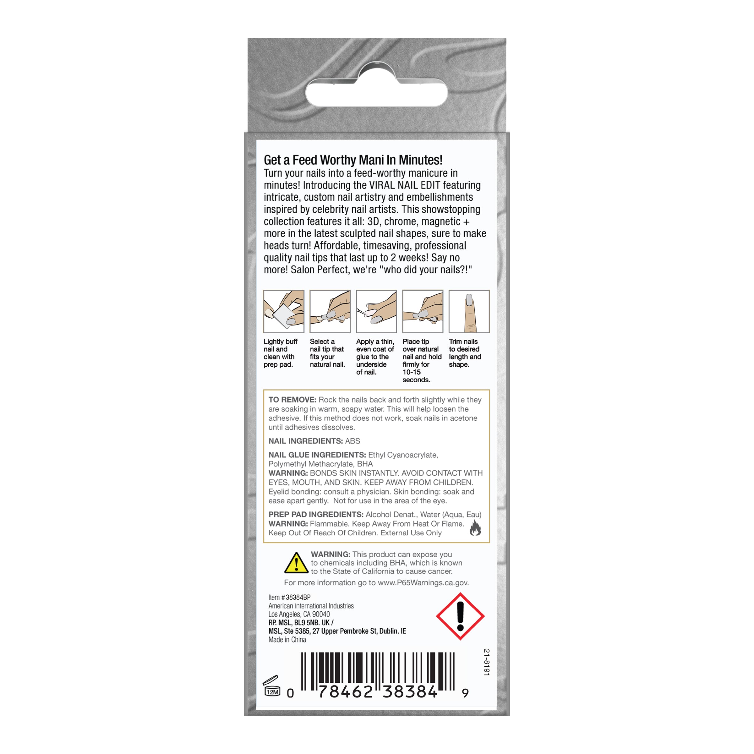 SP NAIL 355 VIRAL NAIL EDIT SILVER package back 