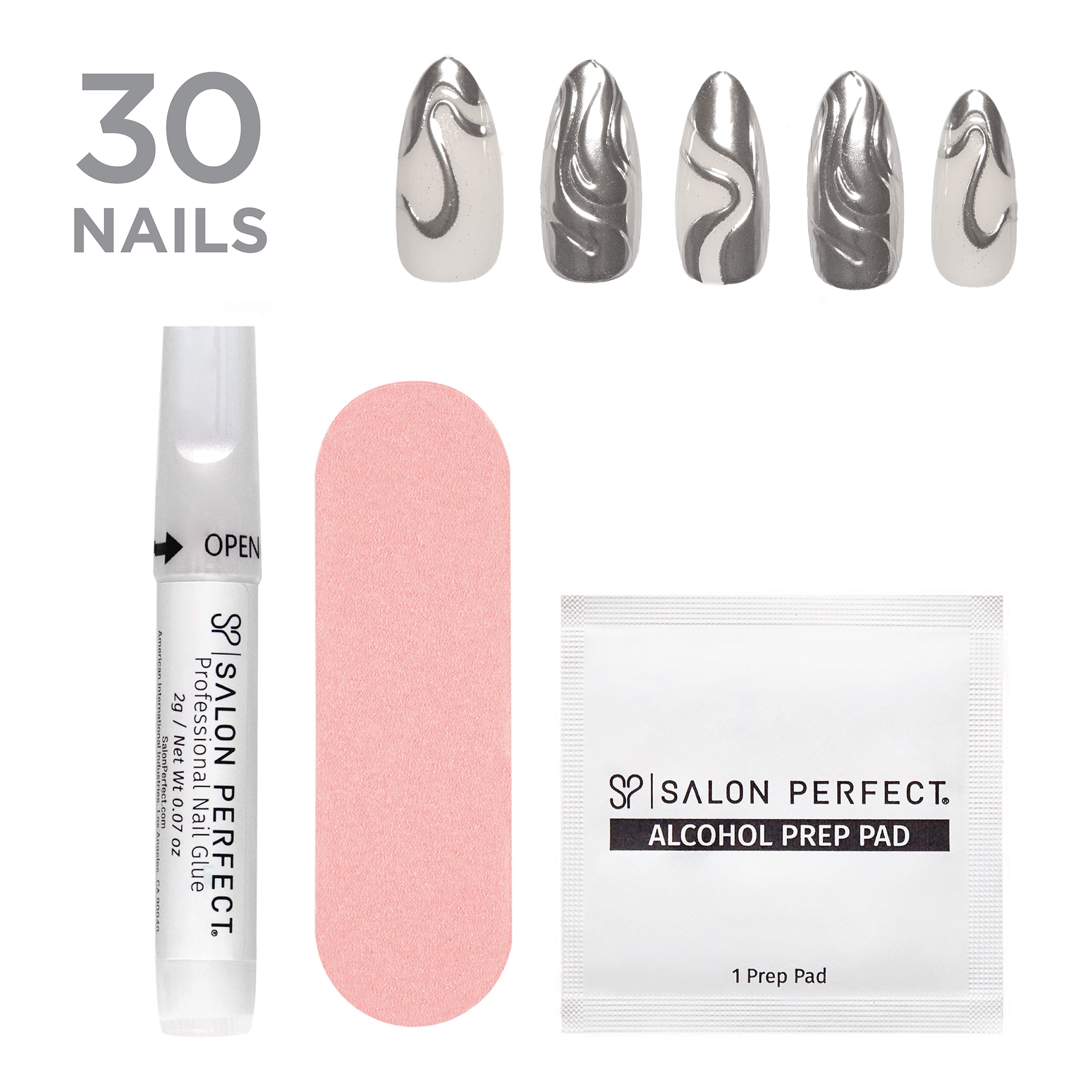 SP NAIL 355 VIRAL NAIL EDIT SILVER displayed contents outside of box