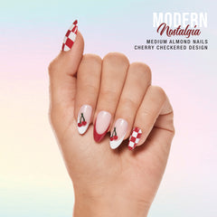 SP NAIL 360 MODERN NOSTALGIA CHERRY MED ALMOND displayed on hand model 