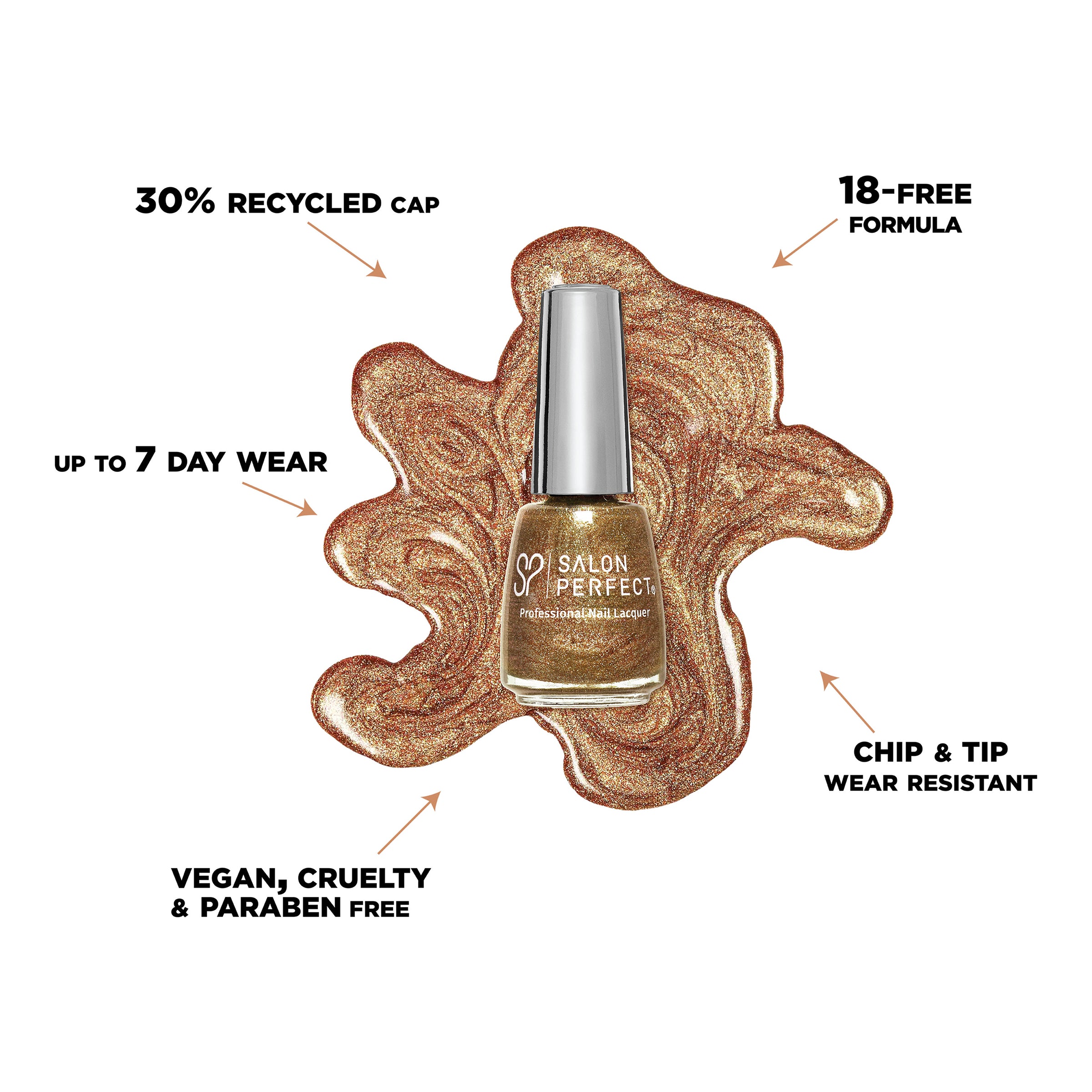 A Bottle of Salon Perfect Flash Nail Lacquer .5oz 435 Bling It On with pour out and attributes.