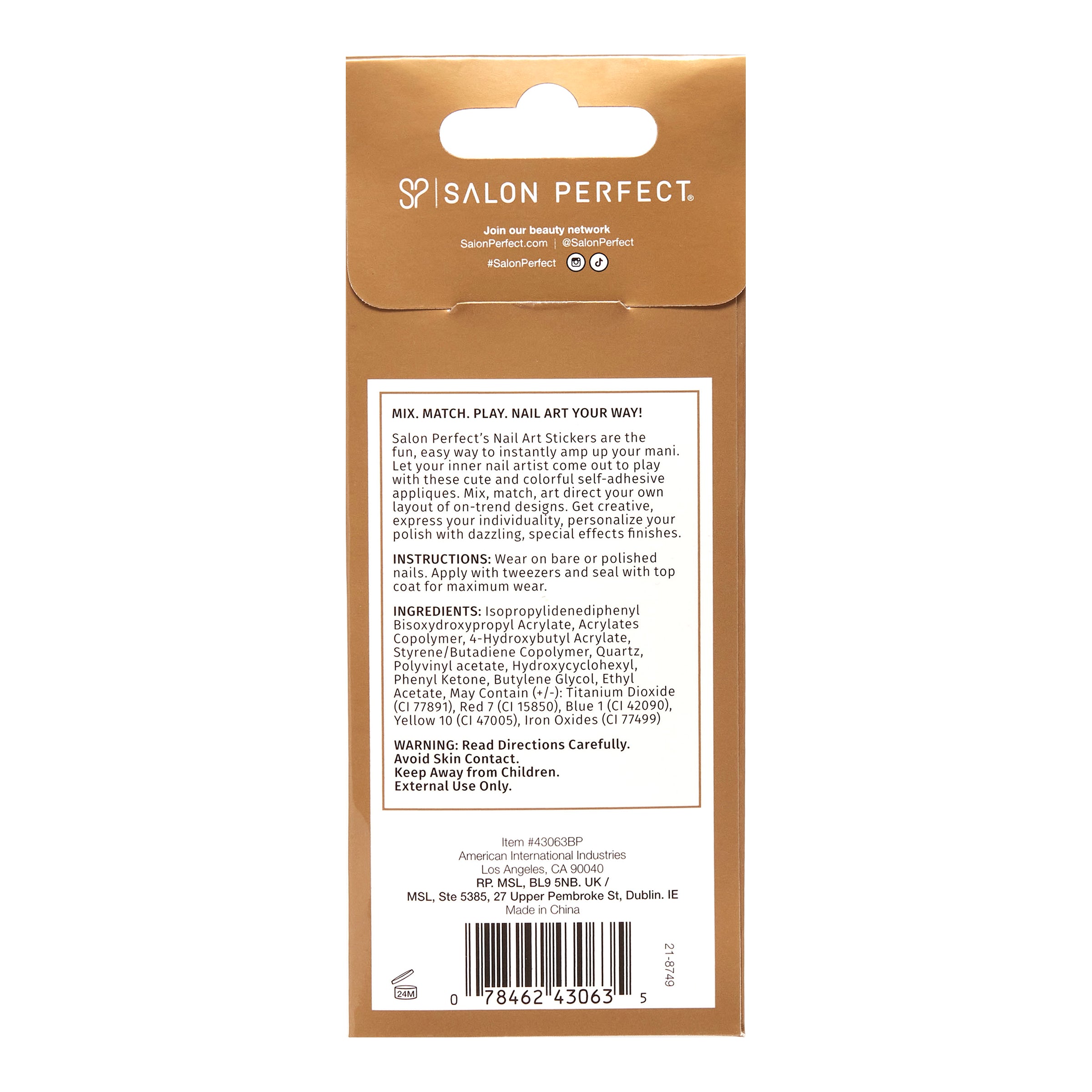 A Back Packaging View of Salon PerfectNail Art Stickers Starbursts.