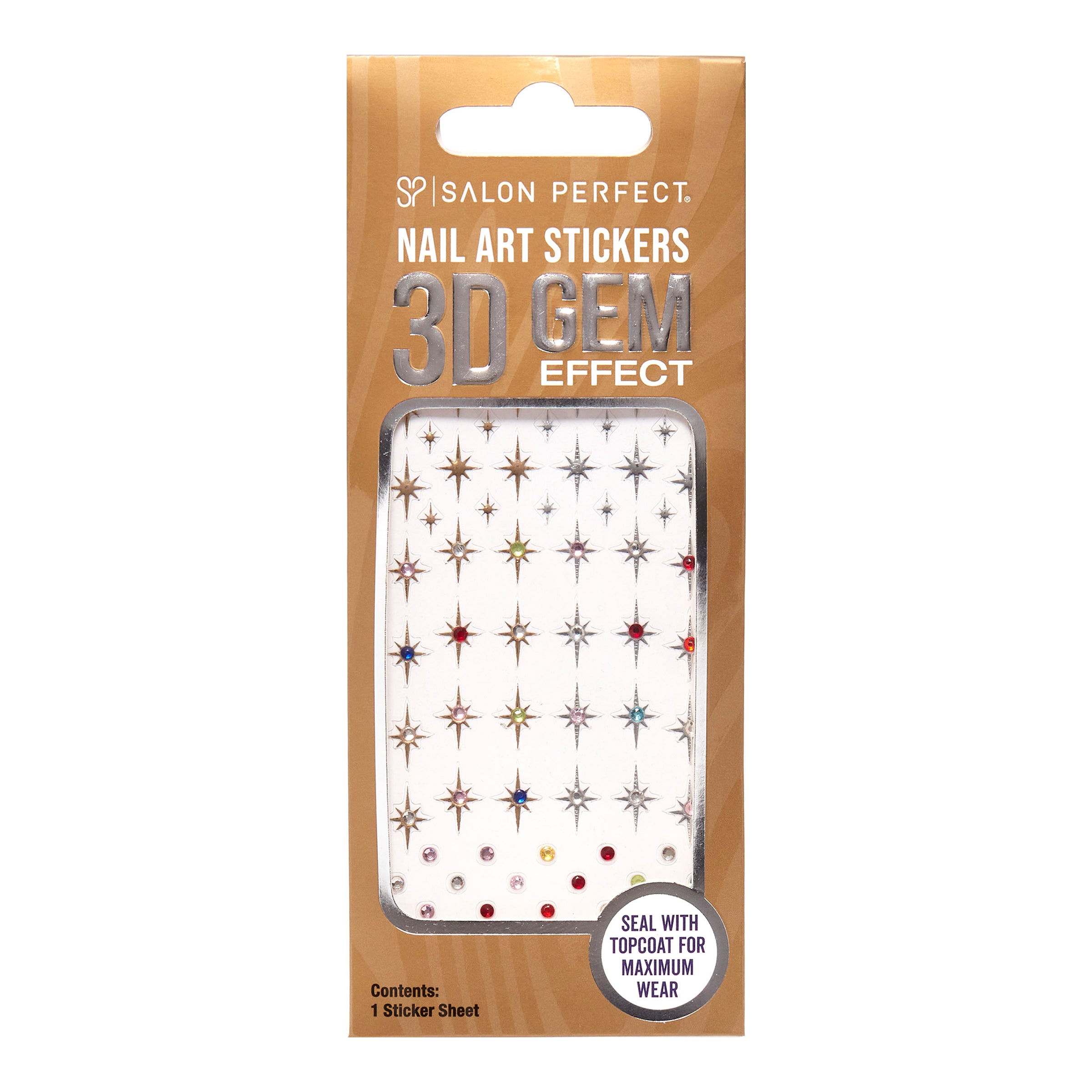 A Front Packaging View of Salon Perfect Nail Art Stickers Starbursts.