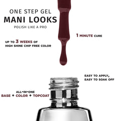 Salon Perfect .5OZ 1-Step Gel Cherry Mochaccino bottle and brush with attributes.