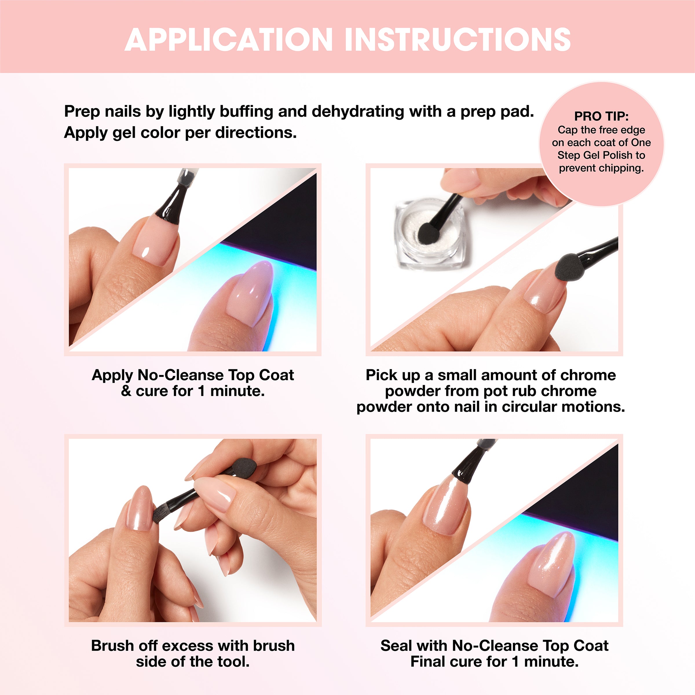 Application instruction of Salon Perfect 125 oz One-Step Glazing Chrome Kit.