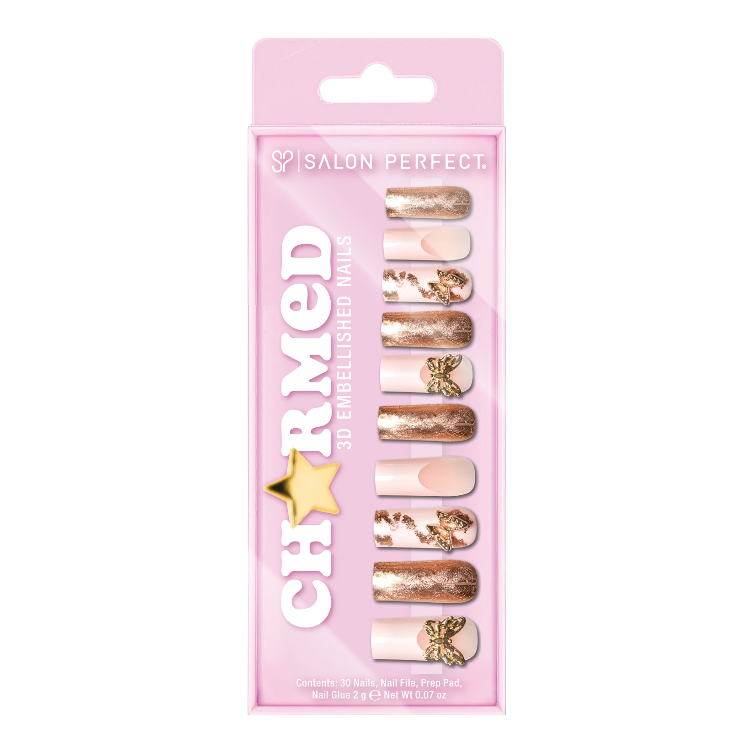 SP NAIL 418 CHARMED GOLD BUTTERFLY package front displayed