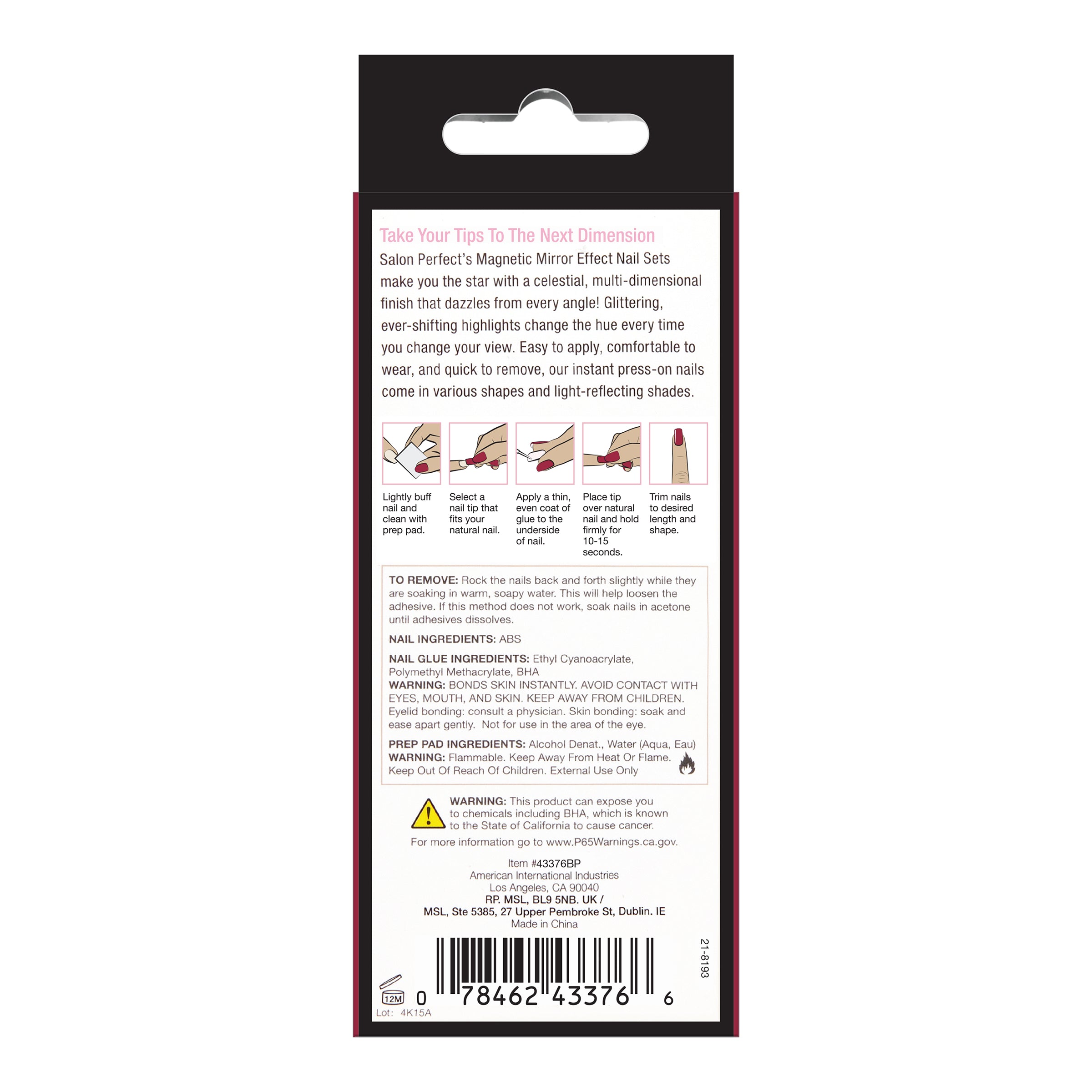 SP NAIL 419 MAGNETIC CHERRY SHORT SQUOVAL package back 