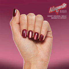 SP NAIL 419 MAGNETIC CHERRY SHORT SQUOVAL displayed on hand model 