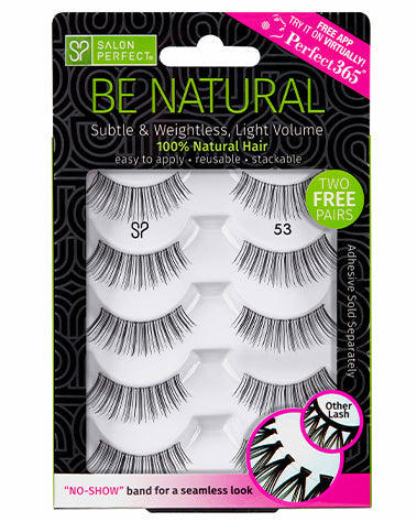 Salon Perfect Be Natural 53 lashes – lightweight, natural-looking false eyelashes with a seamless no-show band for effortless wear.