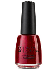 Salon Perfect Professional Nail Lacquer - Deep Red with Shimmer, High-Shine Finish, Long-Lasting, Rich Color.