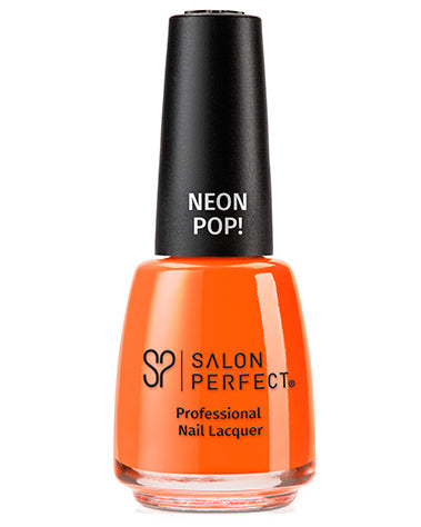 Salon Perfect Neon Pop! Nail Lacquer - Bright Orange, High-Shine Finish, Long-Lasting, Vibrant Neon Color.