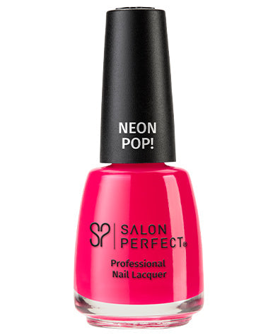 Salon Perfect Neon Pop! Nail Lacquer - Bright Hot Pink, High-Shine Finish, Long-Lasting, Vibrant Neon Color.