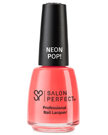 Salon Perfect Neon Pop! Nail Lacquer - Bright Neon Coral, High-Shine Finish, Long-Lasting, Vibrant Color.