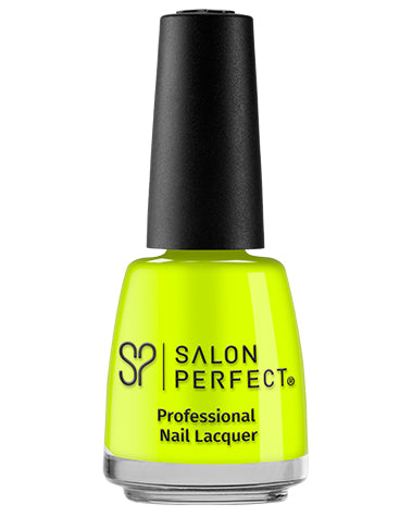 Salon Perfect Professional Nail Lacquer - Neon Yellow, High-Shine Finish, Long-Lasting, Vibrant Fluorescent Color.