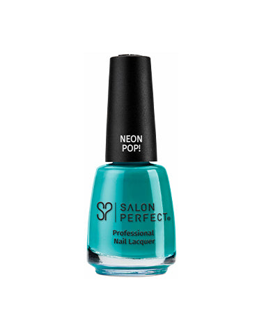 Salon Perfect Neon Pop! Nail Lacquer - Vibrant Teal, High-Shine Finish, Long-Lasting, Bold Neon Color.