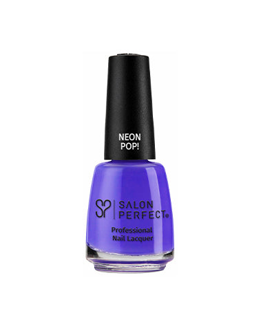 Salon Perfect Neon Pop! Nail Lacquer - Electric Purple, High-Shine Finish, Long-Lasting, Bold Neon Color.