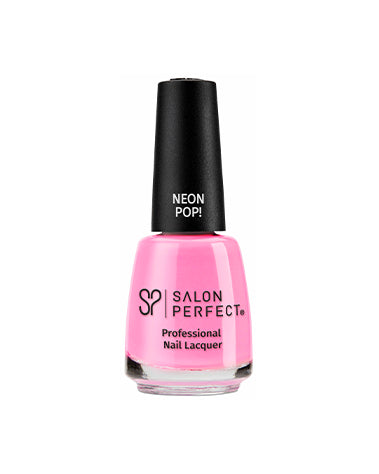 Salon Perfect Neon Pop! Nail Lacquer - Bright Baby Pink, High-Shine Finish, Long-Lasting, Vibrant Neon Color.