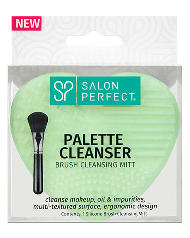 Salon Perfect Palette Cleanser Brush Cleansing Mitt - Multi-Textured Silicone, Removes Makeup & Oil, Ergonomic Design.