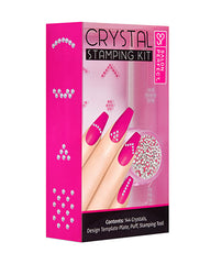 Salon Perfect Crystal Stamping Kit featuring rhinestones and stamping tools for easy, glamorous nail decoration.