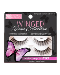 Salon Perfect Winged Demi 690 False Lashes - Metamorphis-EYES, Ultra Fine Tapered Tips, Comfortable Flex-Fit Band