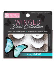 Salon Perfect Winged Demi 691 False Lashes - Amplif-EYE, Ultra Fine Tapered Tips, Comfortable Flex-Fit Band, Natural Look