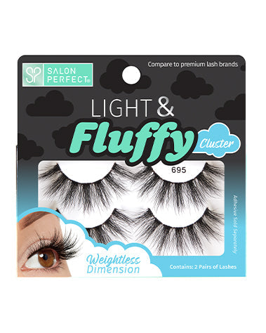 Front facing of Salon Perfect Light & Fluffy 695 Cluster Lash retail box