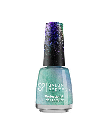 Salon Perfect Professional Nail Lacquer - Iridescent Green-Blue, Shimmer Finish, Long-Lasting, Cosmic-Inspired Shade.