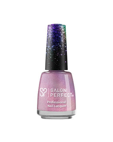 Salon Perfect Professional Nail Lacquer - Iridescent Pink-Purple, Shimmer Finish, Long-Lasting, Cosmic-Inspired Shade.