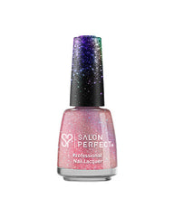 Salon Perfect Professional Nail Lacquer - Iridescent pink-red, Glitter Finish, Long-Lasting, Cosmic-Inspired Shade.