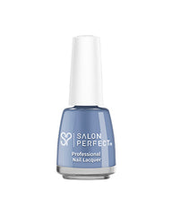 Salon Perfect professional nail lacquer in dusty blue shade with a glossy finish, ideal for a stylish manicure.