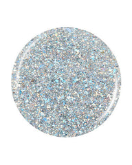 Sparkling silver holographic glitter nail polish swatch from Salon Perfect, featuring a shimmering, high-impact finish.