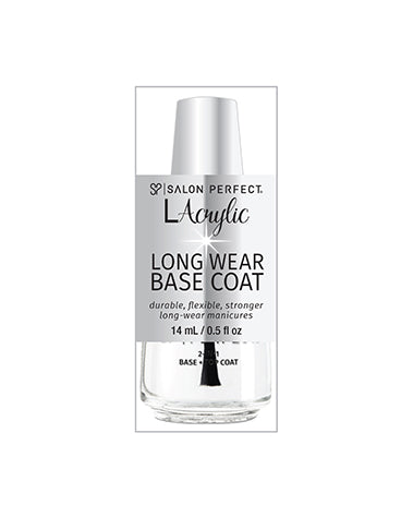 Salon Perfect LAcrylic Long Wear Base Coat - 14ml bottle for durable, flexible, and stronger long-wear manicures.