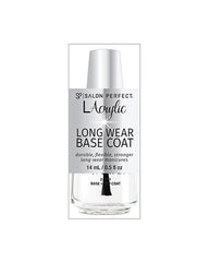 Salon Perfect LAcrylic Long Wear Base Coat - 14ml bottle for durable, flexible, and stronger long-wear manicures.