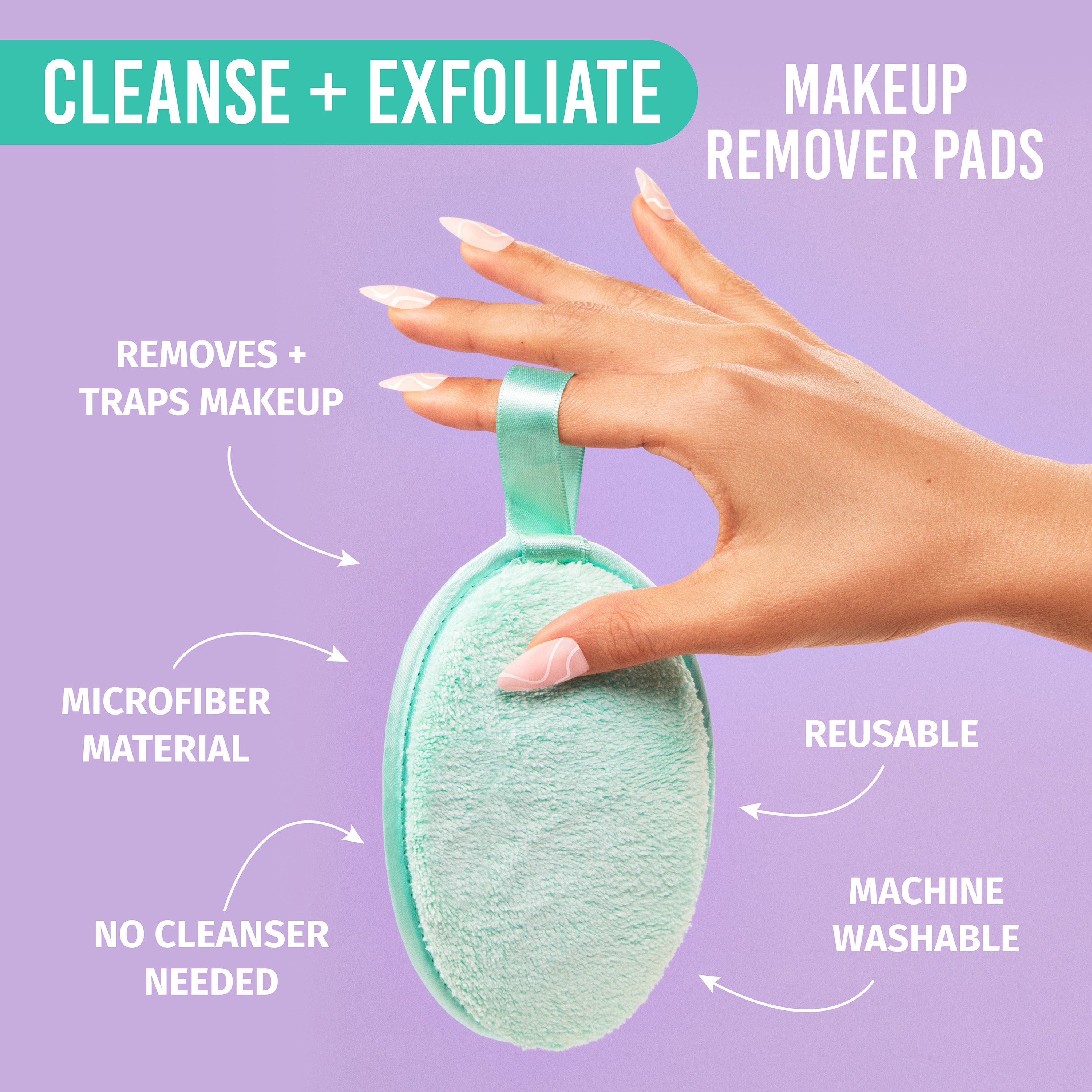 Close-up of Salon Perfect Makeup Remover Pad with attributes.