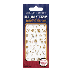 A Front View of Salon Perfect Nail Art Stickers Celestrial Charms inside of retail unit carton packaging.