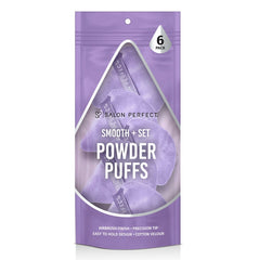 Frontview shot of Salon Perfect Powder Puff 6PK in retail carton unit packaging.