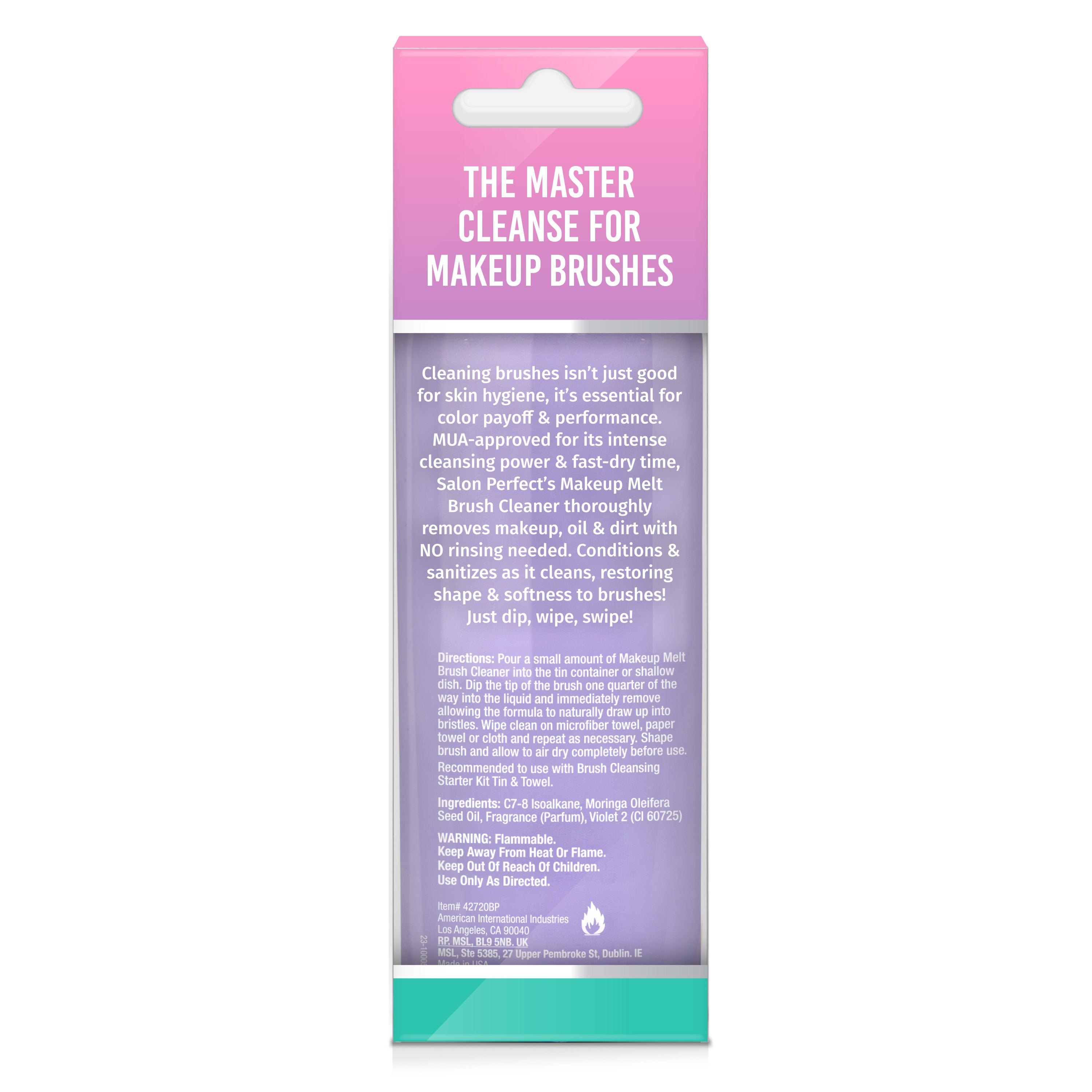 Back side of package of No Rinse Brush Cleaner, 6.5 Fluid Oz with text on a white background