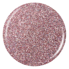 Round glittery object with pink and silver color on a white background for Shimmer Down