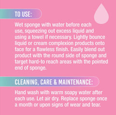 Usage and cleaning direction of Salon Perfect Makeup Sponge.