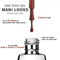 Salon Perfect .5oz 1-STEP GEL MAGNETIC GOLD partially displayed stating the follwoing: up to 3 weeks of high shiine chip free color, 1 minute cure, easy to apply, easy to soak off, and all-in-one base, coat, and topcoat 