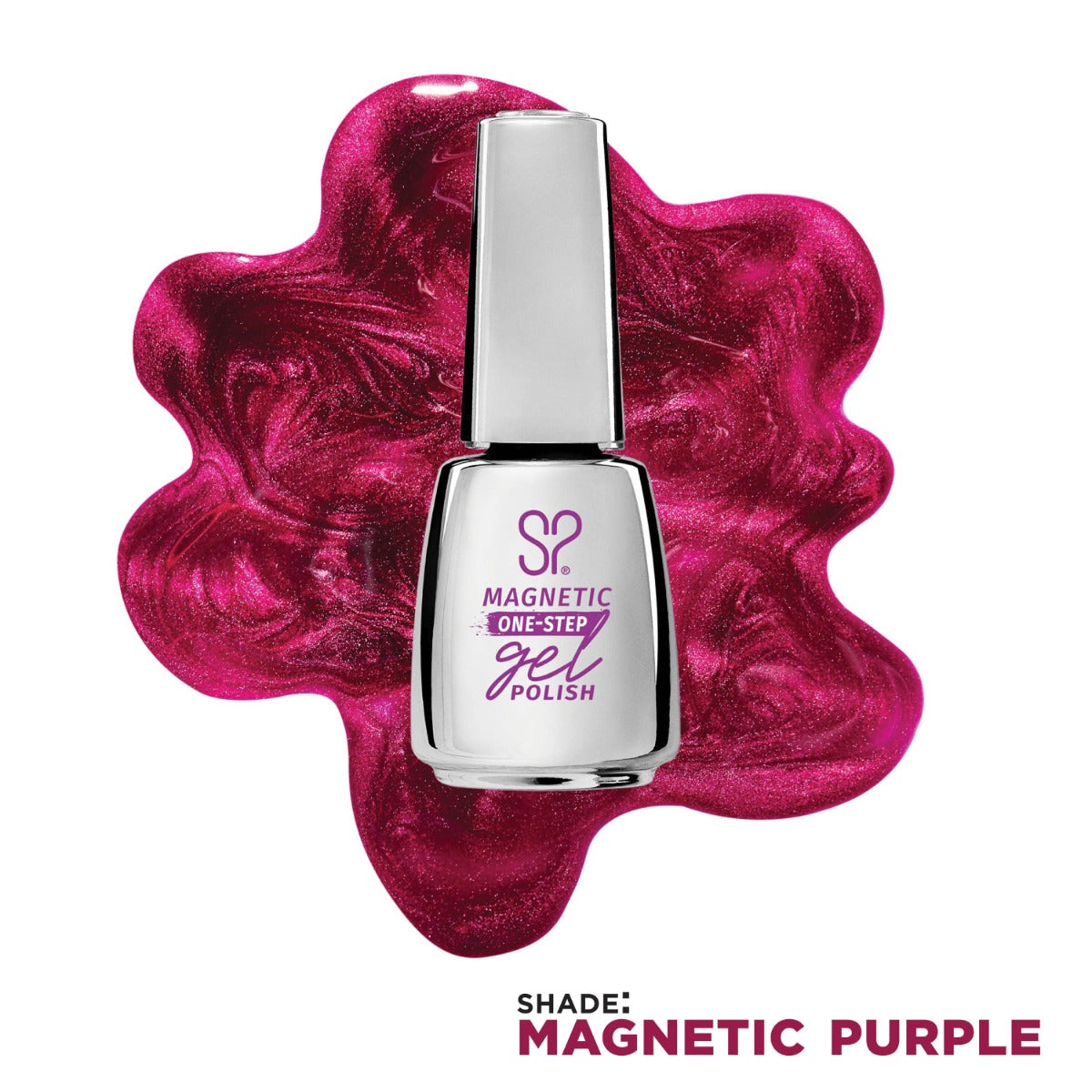 Salon Perfect .5oz 1-STEP GEL MAGNETIC PURPLE  displayed with a color swatch behind